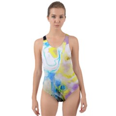 Watercolour Watercolor Paint Ink Cut-out Back One Piece Swimsuit