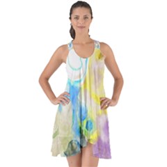 Watercolour Watercolor Paint Ink Show Some Back Chiffon Dress