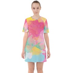 Watercolour Gradient Sixties Short Sleeve Mini Dress