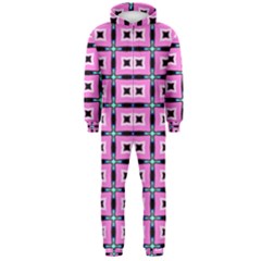 Pattern Pink Squares Square Texture Hooded Jumpsuit (men)  by BangZart