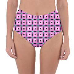 Pattern Pink Squares Square Texture Reversible High-waist Bikini Bottoms by BangZart