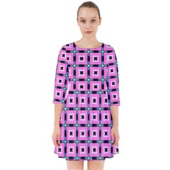 Pattern Pink Squares Square Texture Smock Dress by BangZart