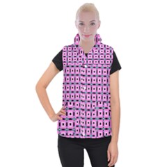 Pattern Pink Squares Square Texture Women s Button Up Puffer Vest by BangZart