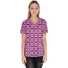 Pattern Pink Squares Square Texture Scrub Top