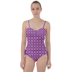 Pattern Pink Squares Square Texture Sweetheart Tankini Set