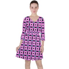 Pattern Pink Squares Square Texture Ruffle Dress