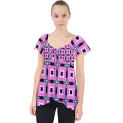 Pattern Pink Squares Square Texture Lace Front Dolly Top