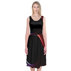 Grid Bent Vibration Ease Bend Midi Sleeveless Dress by BangZart