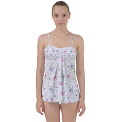 Floral Pattern Background Babydoll Tankini Set