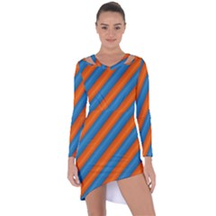 Diagonal Stripes Striped Lines Asymmetric Cut-out Shift Dress by BangZart