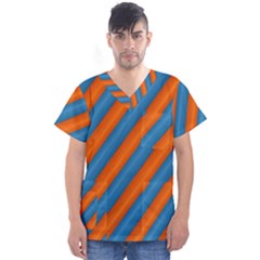 Diagonal Stripes Striped Lines Men s V-neck Scrub Top