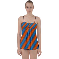 Diagonal Stripes Striped Lines Babydoll Tankini Set