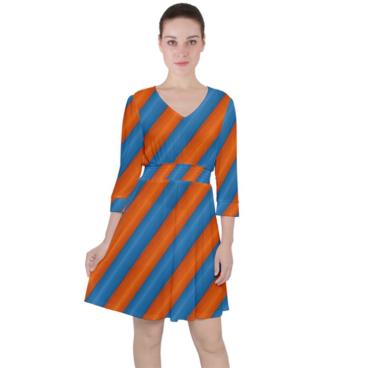 Diagonal Stripes Striped Lines Ruffle Dress