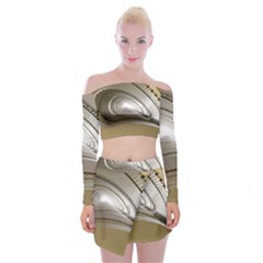 Staircase Berlin Architecture Off Shoulder Top With Mini Skirt Set by BangZart