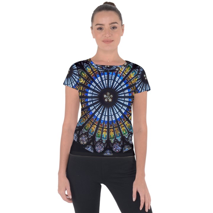 Rose Window Strasbourg Cathedral Short Sleeve Sports Top 