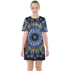 Rose Window Strasbourg Cathedral Sixties Short Sleeve Mini Dress