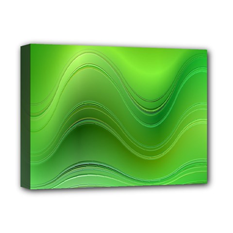 Green Wave Background Abstract Deluxe Canvas 16  X 12   by BangZart