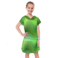 Green Wave Background Abstract Kids  Drop Waist Dress