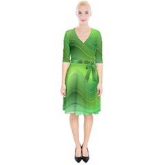 Green Wave Background Abstract Wrap Up Cocktail Dress