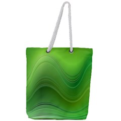 Green Wave Background Abstract Full Print Rope Handle Tote (large)