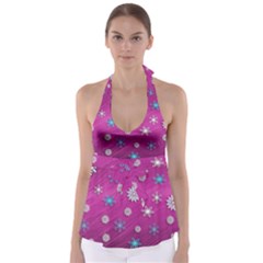 Snowflakes 3d Random Overlay Babydoll Tankini Top by BangZart