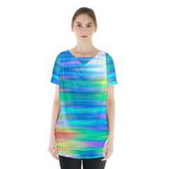 Wave Rainbow Bright Texture Skirt Hem Sports Top