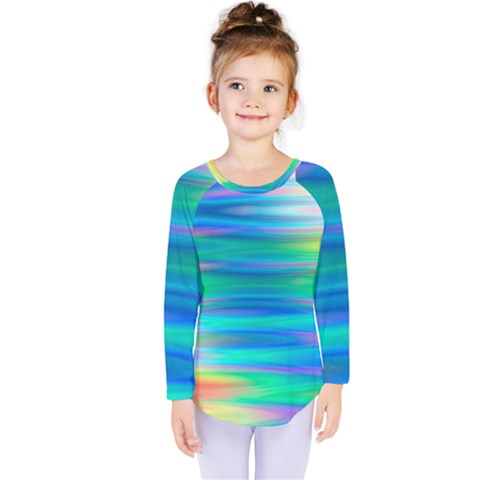 Wave Rainbow Bright Texture Kids  Long Sleeve Tee by BangZart