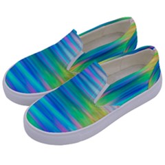 Wave Rainbow Bright Texture Kids  Canvas Slip Ons