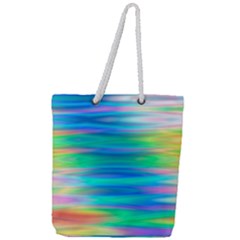 Wave Rainbow Bright Texture Full Print Rope Handle Tote (large) by BangZart