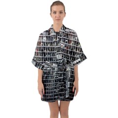 Skyscraper Glass Facade Offices Quarter Sleeve Kimono Robe