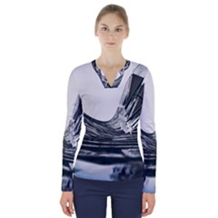 Architecture Modern Skyscraper V-neck Long Sleeve Top