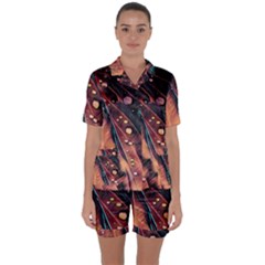 Abstract Wallpaper Images Satin Short Sleeve Pyjamas Set