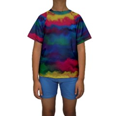 Watercolour Color Background Kids  Short Sleeve Swimwear by BangZart