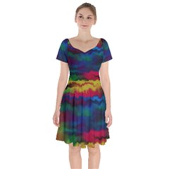 Watercolour Color Background Short Sleeve Bardot Dress by BangZart