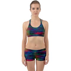 Watercolour Color Background Back Web Sports Bra Set