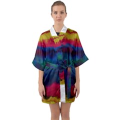 Watercolour Color Background Quarter Sleeve Kimono Robe