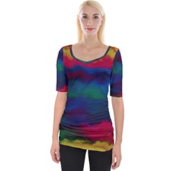 Watercolour Color Background Wide Neckline Tee