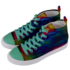 Watercolour Color Background Women s Mid-top Canvas Sneakers