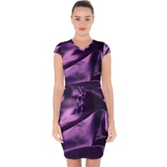 Shiny Purple Silk Royalty Capsleeve Drawstring Dress  by BangZart