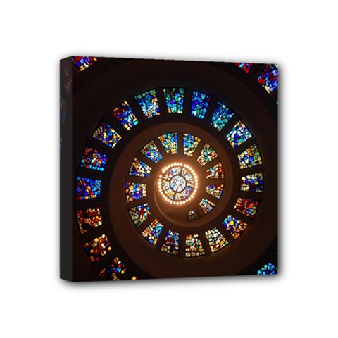 Stained Glass Spiral Circle Pattern Mini Canvas 4  X 4  by BangZart