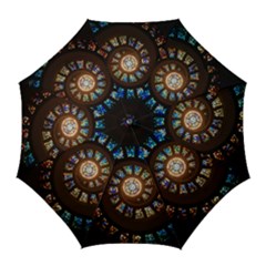 Stained Glass Spiral Circle Pattern Golf Umbrellas by BangZart