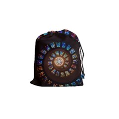 Stained Glass Spiral Circle Pattern Drawstring Pouches (small)  by BangZart