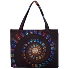 Stained Glass Spiral Circle Pattern Mini Tote Bag by BangZart