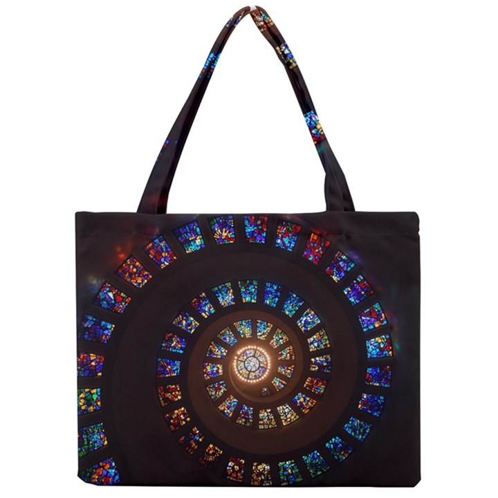 Stained Glass Spiral Circle Pattern Mini Tote Bag