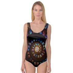 Stained Glass Spiral Circle Pattern Princess Tank Leotard  by BangZart