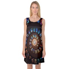 Stained Glass Spiral Circle Pattern Sleeveless Satin Nightdress by BangZart