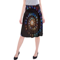 Stained Glass Spiral Circle Pattern Midi Beach Skirt by BangZart