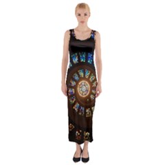 Stained Glass Spiral Circle Pattern Fitted Maxi Dress by BangZart