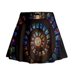 Stained Glass Spiral Circle Pattern Mini Flare Skirt by BangZart