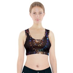 Stained Glass Spiral Circle Pattern Sports Bra With Pocket by BangZart